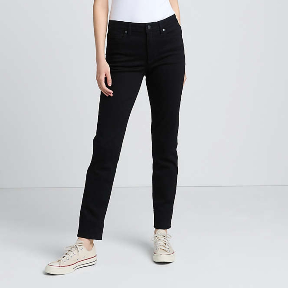L. L. Bean Double L Tall High Rise Relaxed Fit Black Jeans-Elastic Waist- Size:8